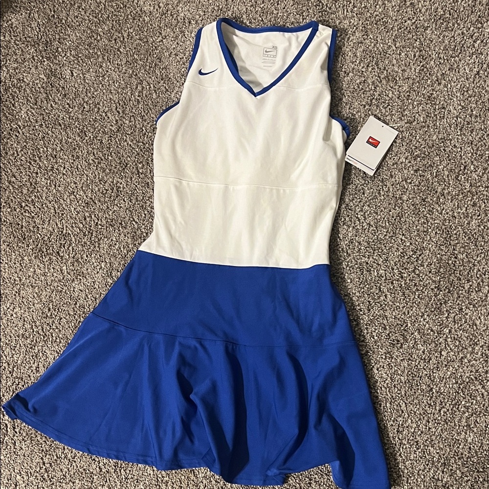 Nike White and Blue Athletic Dress